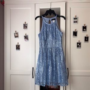all lace blue dress